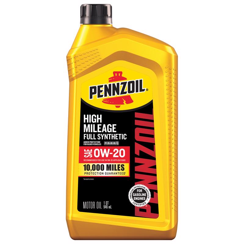 Pennzoil Full Synthetic 0W-20 High Mileage Motor Oil 1 qt 1 pk