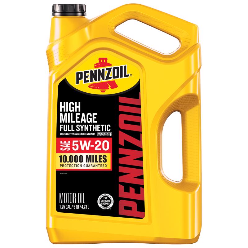 Pennzoil Full Synthetic 5W-20 High Mileage Motor Oil 5 qt 1 pk