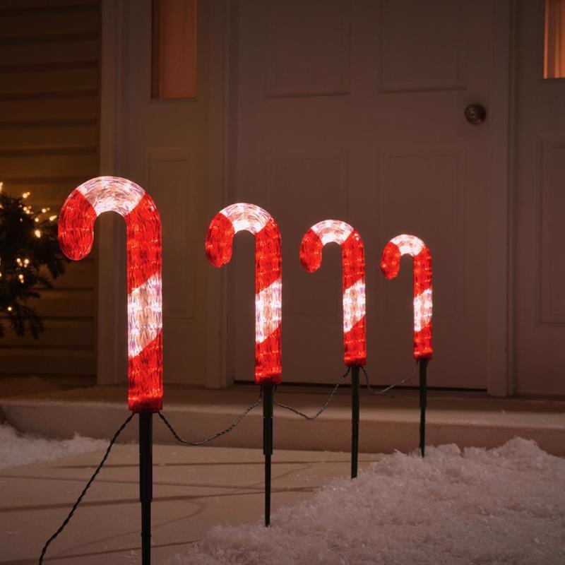 Celebrations LED Red/White Cane Candy 12 in. Pathway Decor