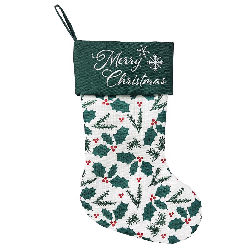 Celebrations Home Holly Berry Merry Christmas Stocking 18 in.