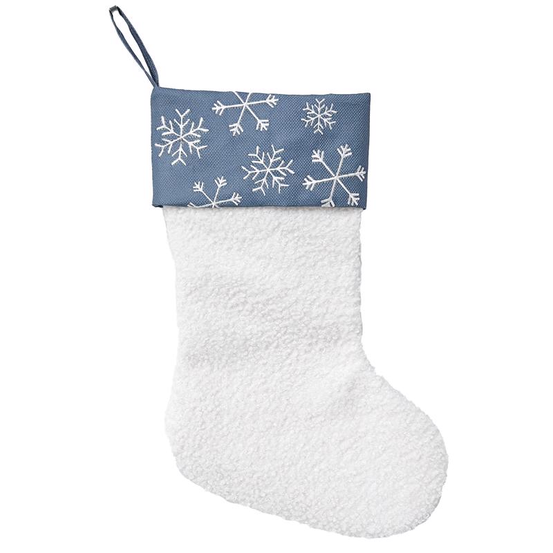 Celebrations Home Blue/White Snowflake Christmas Stocking 18 in.