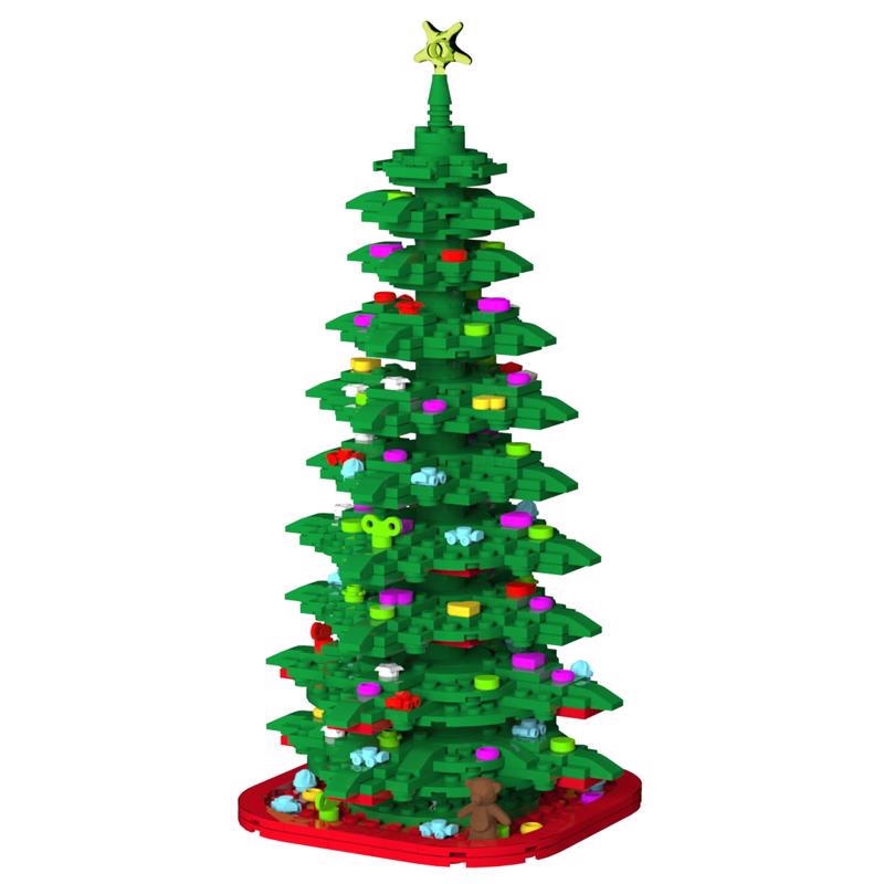 NovaBrix Christmas Tree Block Set ABS Plastic Green/Red 609 pc