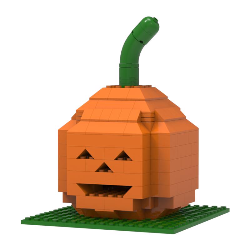 NovaBrix Pumpkin Halloween Toy ABS Plastic Green/Orange 383 pc