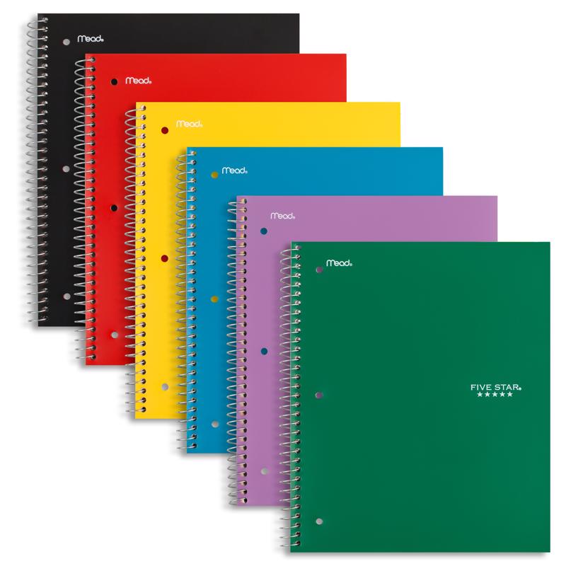 Five Star 9 in. W X 11 in. L Spiral Assorted Notebook