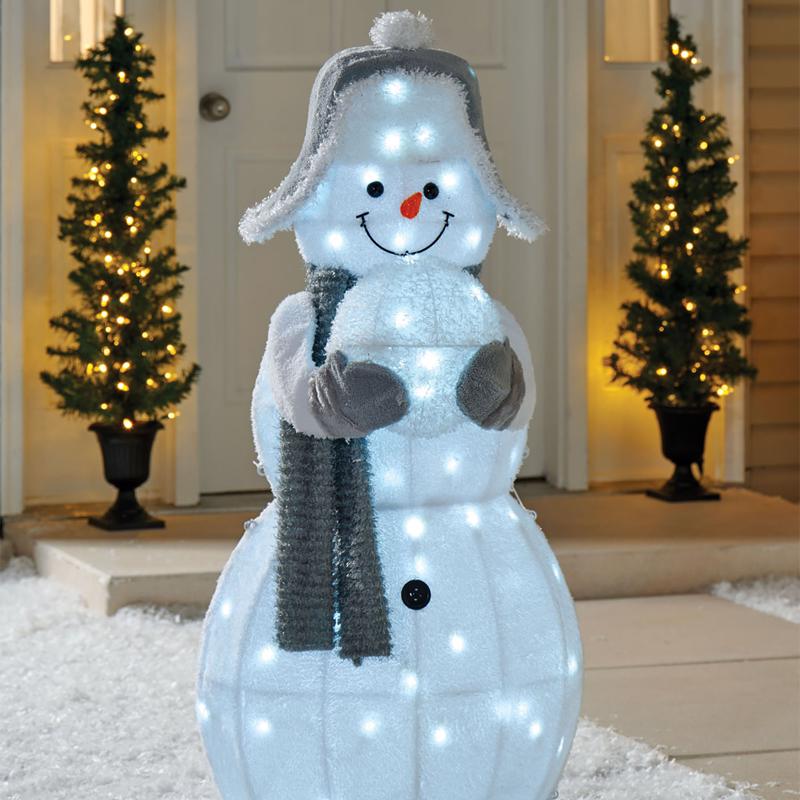 Celebrations LED Cool White Snowman with Snowball 48 in. Yard Decor