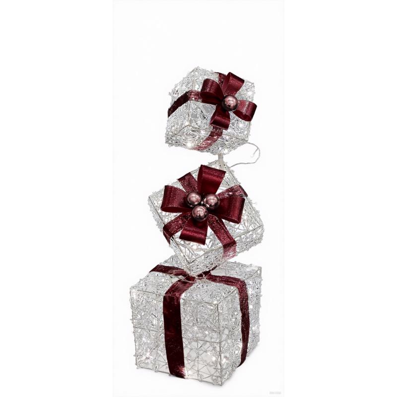 Decra Lite LED White Stacked Giftboxs 32 in. Yard Decor