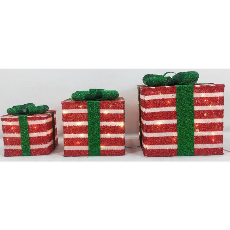 Celebrations LED Warm White Giftboxes 12/10/8 in. Yard Decor