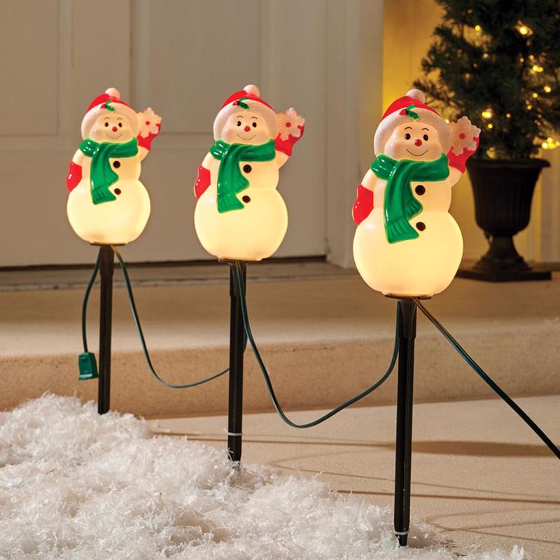 Celebrations LED Warm White Snowman 8 in. Pathway Decor