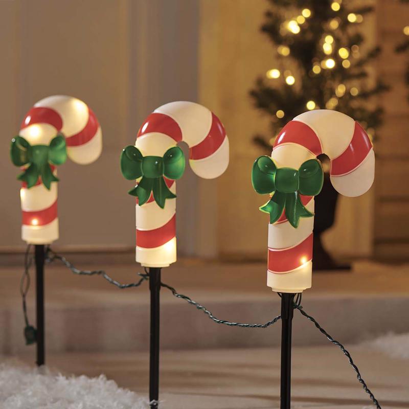 Celebrations LED Warm White Candy Cane 9 in. Pathway Decor