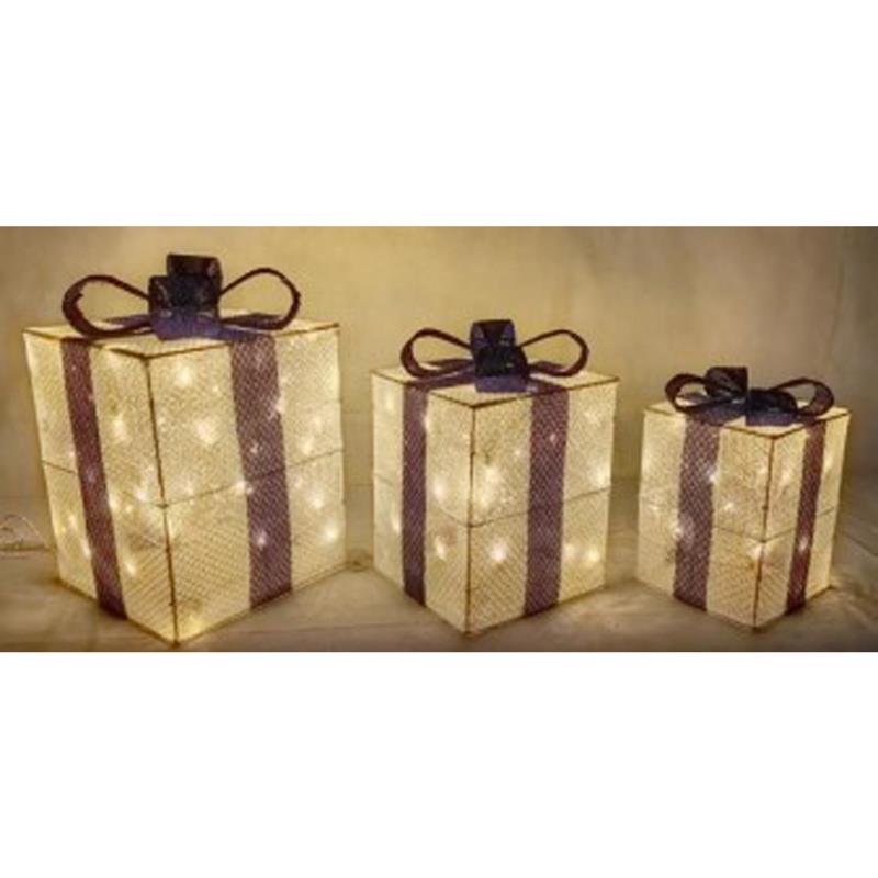 Celebrations LED Warm White Giftboxes 14/12/9 in. Yard Decor