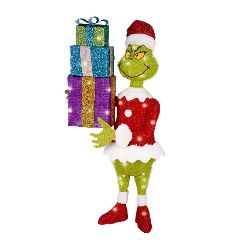 Dr. Seuss Holiday Tinsel Sculpture Grinch 8 in. Yard Decor