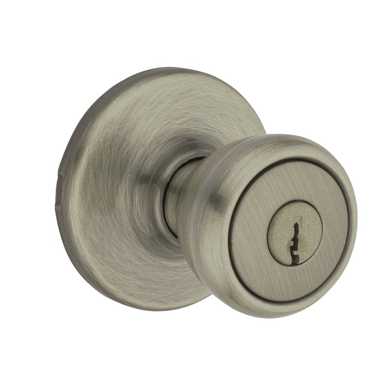 Kwikset 400T 5 6AL RCS K3 Entry Knob, Antique Brass, Zinc, KW1 Keyway, Residential, 3 Grade, Reversible Hand