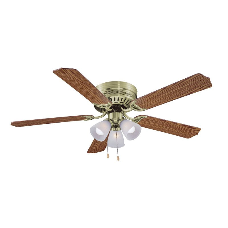 Boston Harbor CF-78049L Ceiling Fan Light Kit, 5-Blade, Brushed Nickle Housing, 52 in Sweep, MDF Blade, 3-Speed