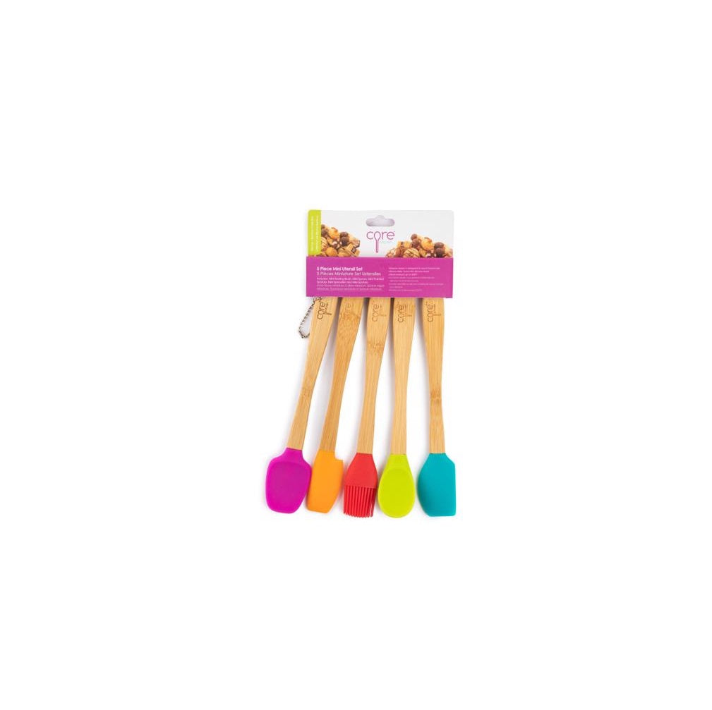 Core Home AC54060 Mini Utensil Set, Bamboo/Silicone