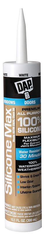 DAP 7079808790 Silicone Max Premium All Purpose Window and Door Sealant, White, 10.1 Fluid Ounce