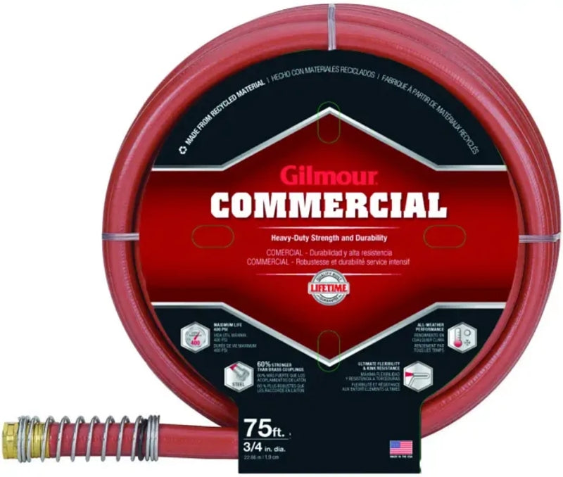Gilmour 840751-1006 Rubber/Vinyl Garden Hose, 3/4 Inch x 75 Feet, Red