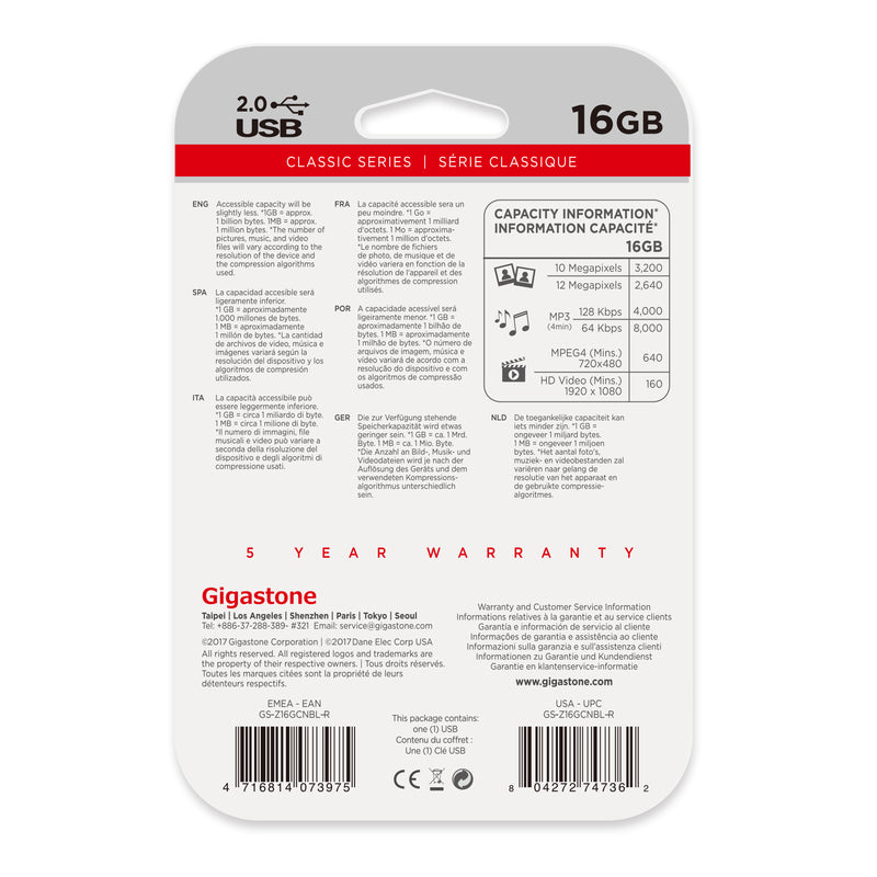 Gigastone GS-Z16GCNBL-R Flash Drive, 16 GB