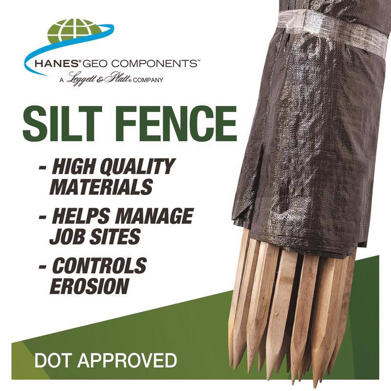 Hanes 43480 Polypropylene Silt Fencing,  Black,  2 ft. H X 100 ft. L