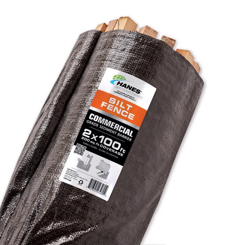 Hanes 43480 Polypropylene Silt Fencing,  Black,  2 ft. H X 100 ft. L