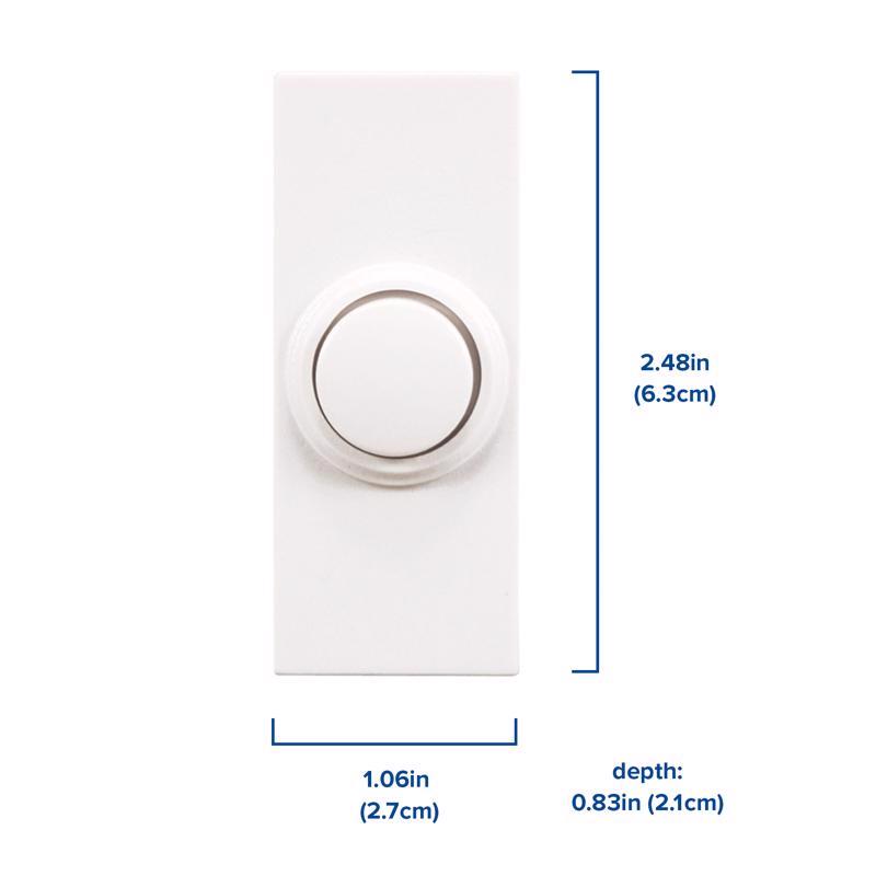 Heath Zenith 18000126 White Plastic Wireless Pushbutton Doorbell