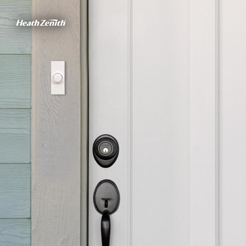 Heath Zenith 18000126 White Plastic Wireless Pushbutton Doorbell