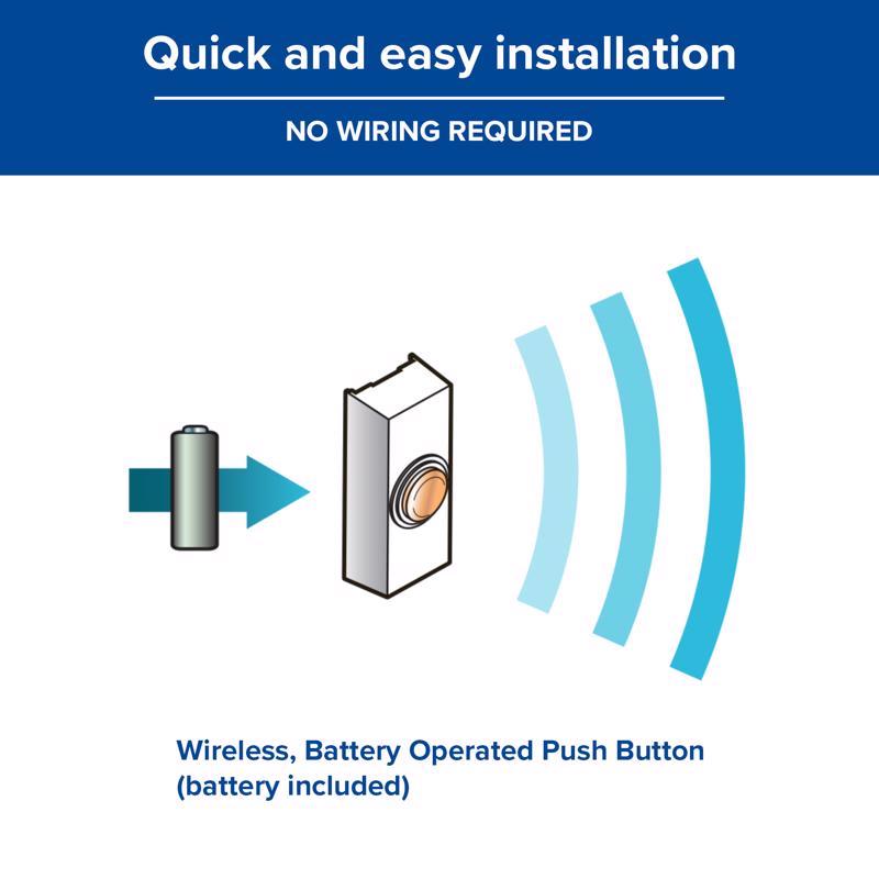 Heath Zenith 18000126 White Plastic Wireless Pushbutton Doorbell