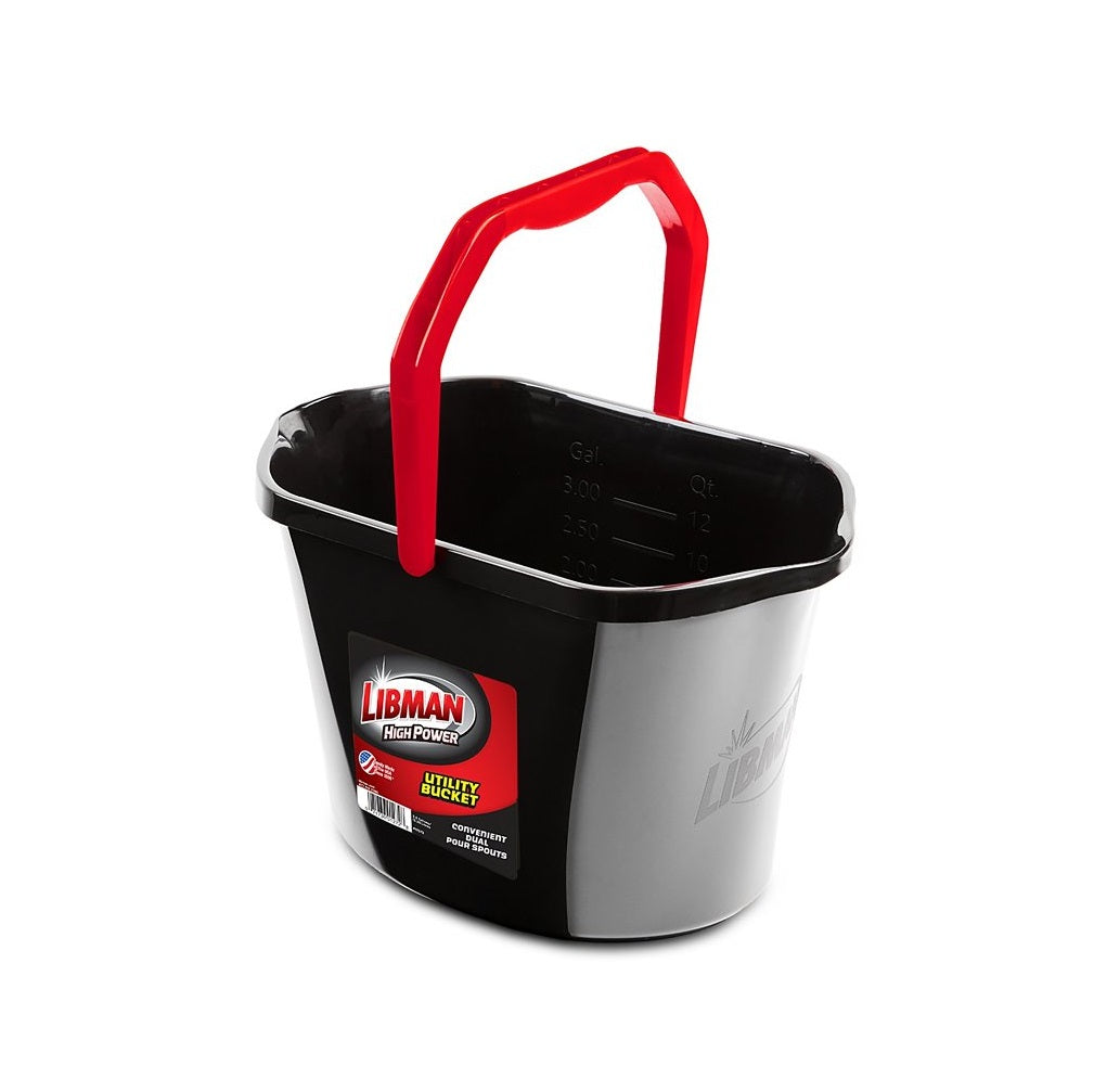 Libman 1272 Oval Utility Bucket, Polymer, Black