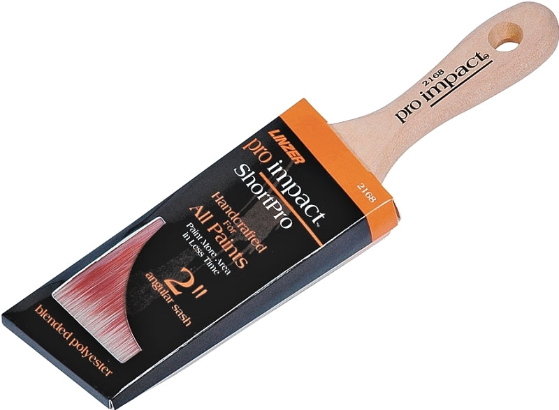 Linzer WC 2168-2 Paint Brush, Bristle, Polyester Bristle, Angular Handle,  2 in W, 2-1/2 in L