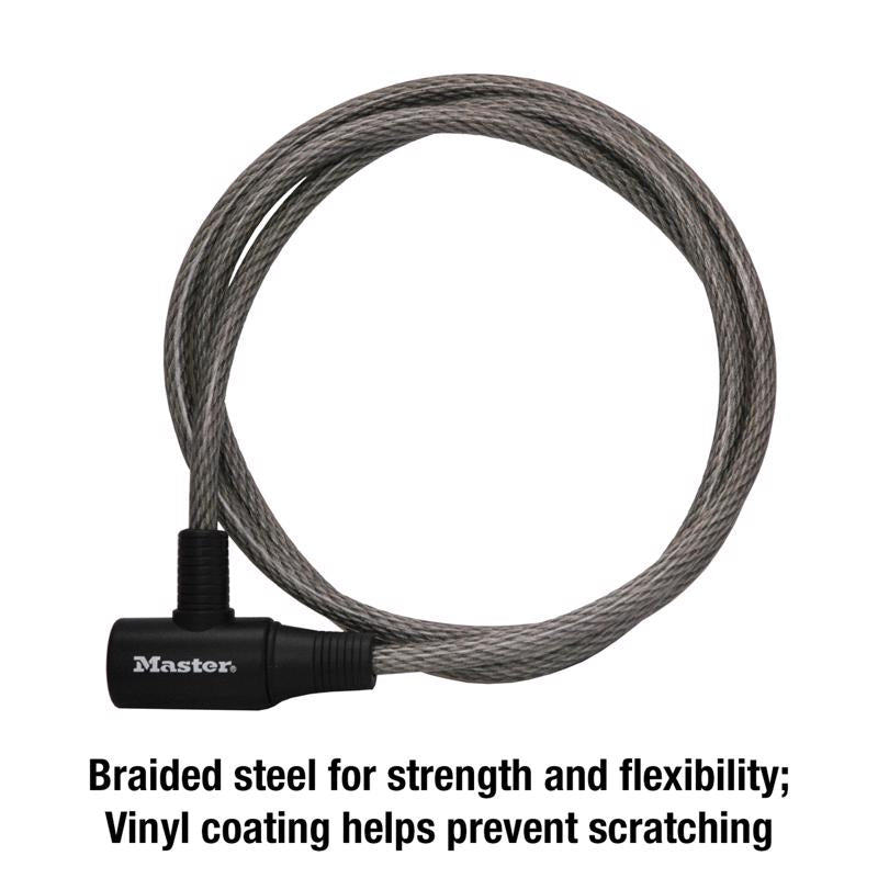 Master Lock 8154DPF Vinyl Coated Steel Locking Cable, 3/8 in. D X 72 in. L