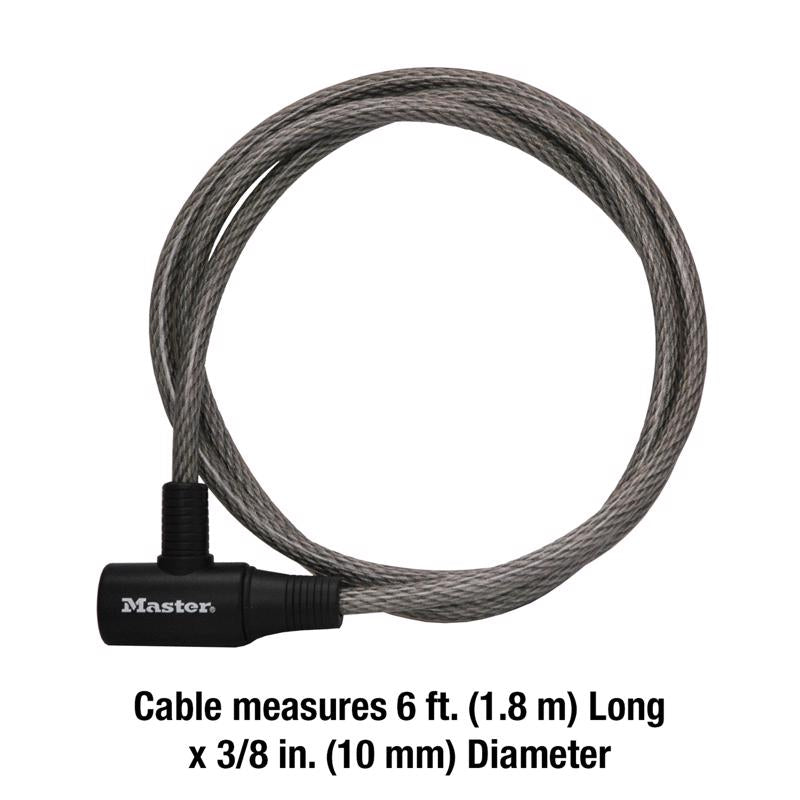 Master Lock 8154DPF Vinyl Coated Steel Locking Cable, 3/8 in. D X 72 in. L
