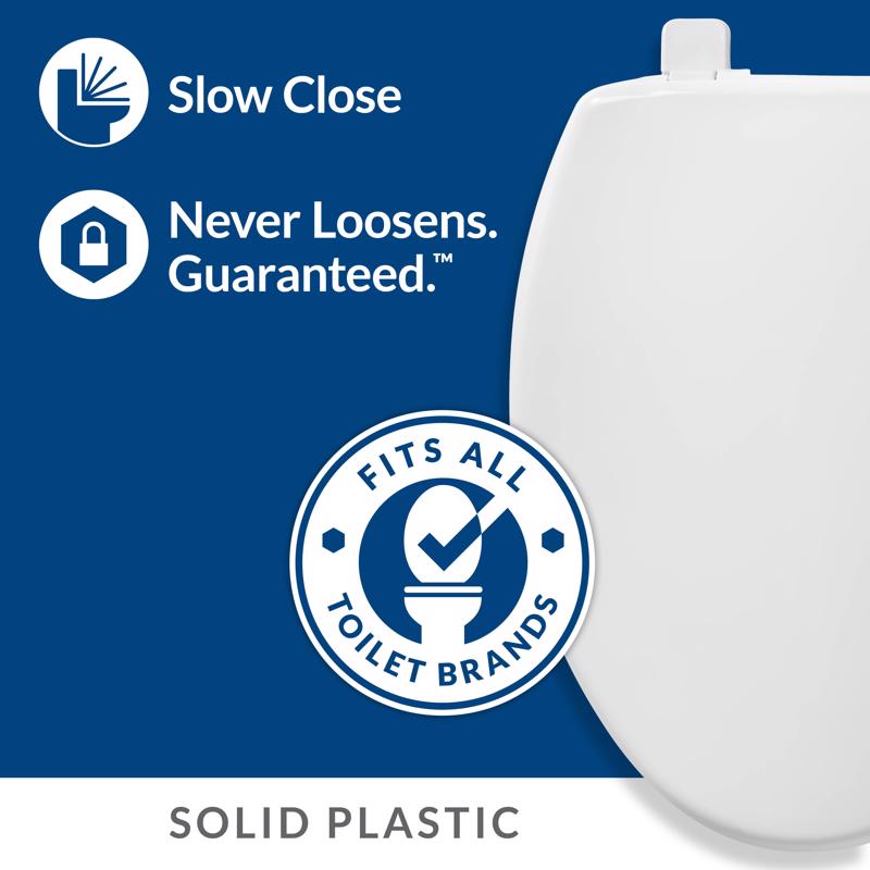 Mayfair by Bemis 180SLOW-000 Caswell Slow Close Elongated White Plastic Toilet Seat