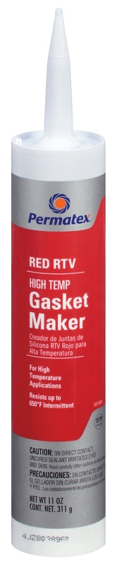 Permatex 81409 High Temp RTV Silicone Gasket, 11 Oz, Red