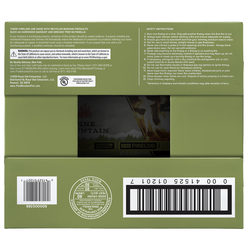 Pine Mountain 800002810 Firelog With 2-Hour Burn Time, 6-Pack