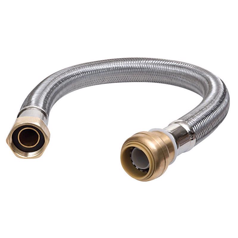 SharkBite UR3068FX18 Stainless Steel Supply Line, 1/2 in. Push Fit X 3/4 in. D FIP 18 in.