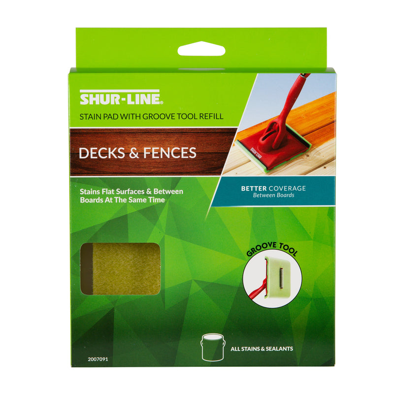 Shur-Line 1883448 Staining Pad For Flat Surfaces with Groove Tool Refill, 6.5 Inches Width