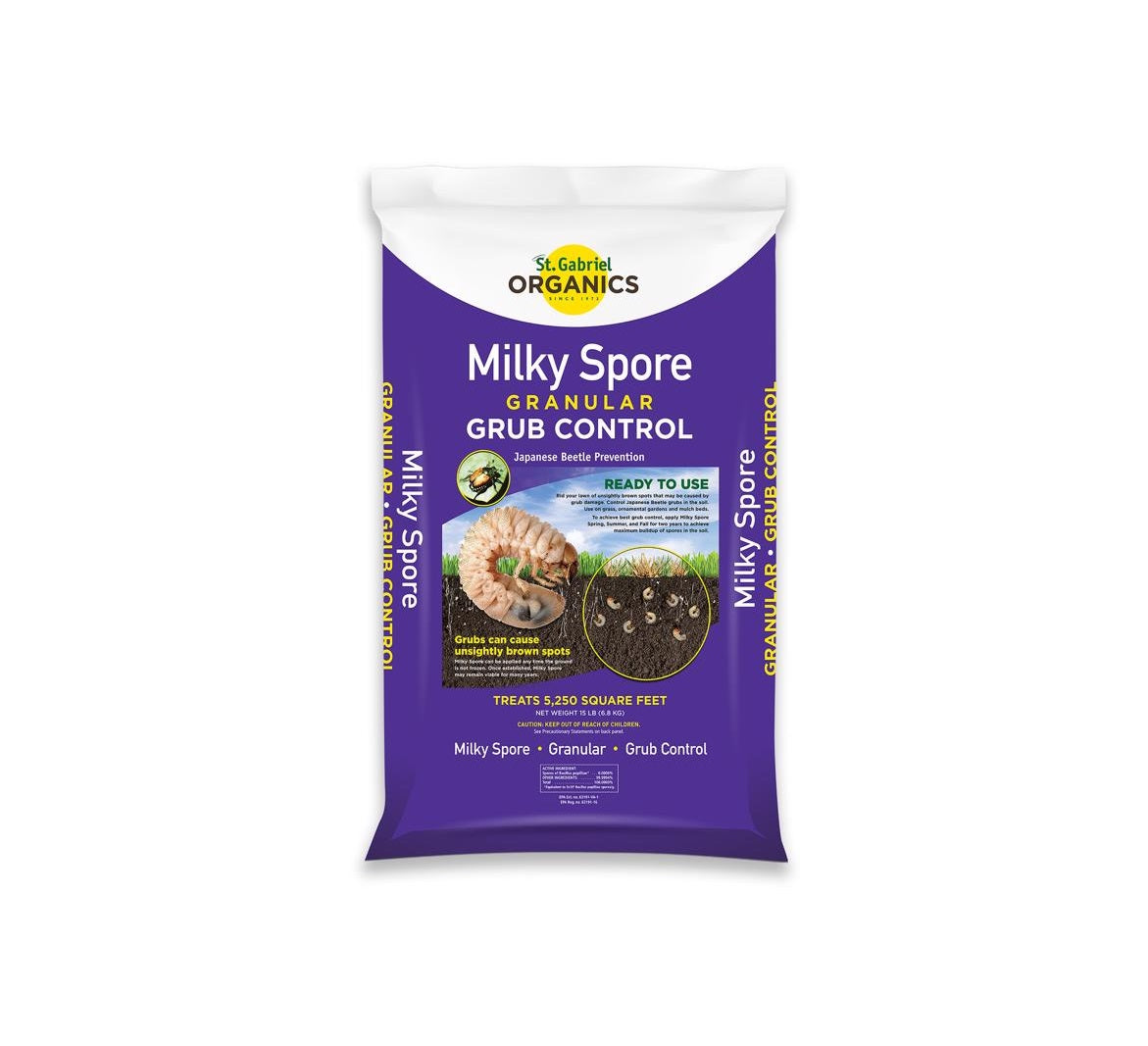 St. Gabriel Organics 80015-4 Milky Spore Granular Grub and Insect Control, 15 Lbs