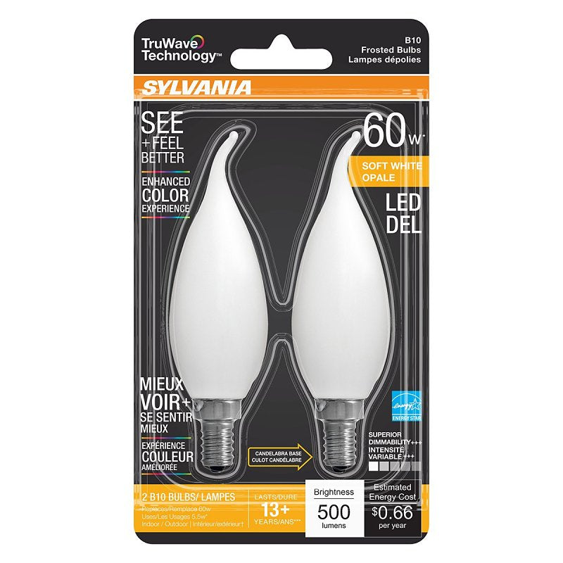 Sylvania 40781 Natural LED Bulb, Decorative, With Bent Tip, 60 W