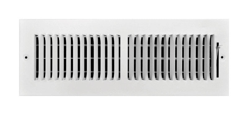 Tru Aire C102M14X04 W 2-Way Powder Coat White Steel Wall/Ceiling Register, 4 inches H X 14 inches