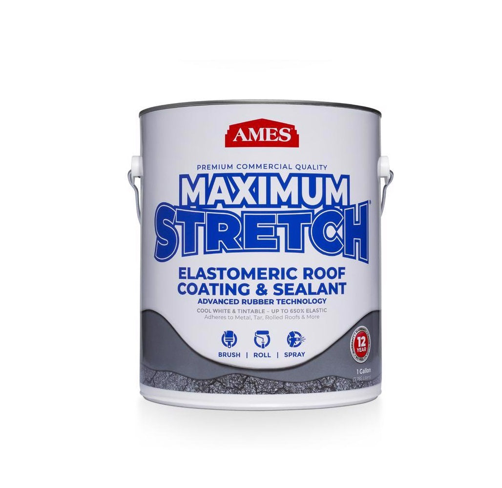 AMES MSS1 Maximum Stretch Roof Coating, Bright White, 1 Gallon