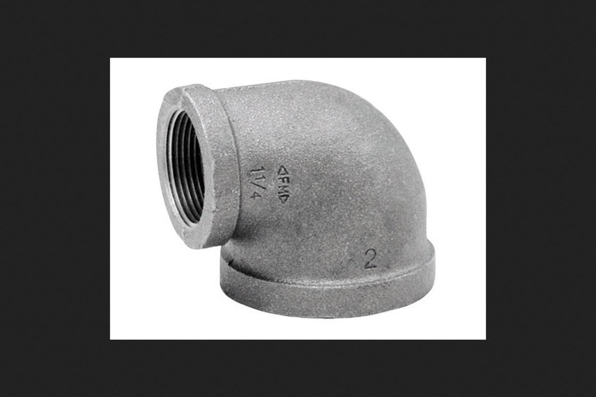 Anvil 90 Degree Reducing Elbow, 1-1/2" x 1-1/4" NPT Female, Galvanized Malleable Iron