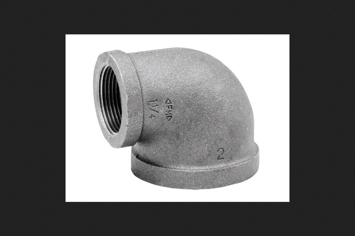 Anvil 90-Degree Reducing Elbow, 2" x 1-1/2" NPT Female, Galvanized Malleable Iron