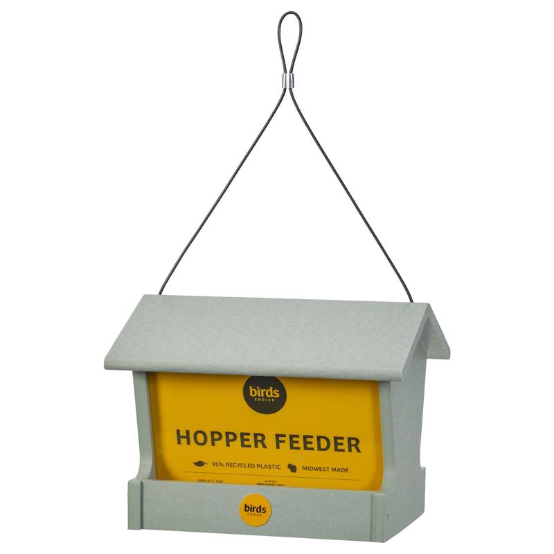 Bird's Choice Recycled Plastic Hopper Bird Feeder, Sage, 3 lb. Capacity