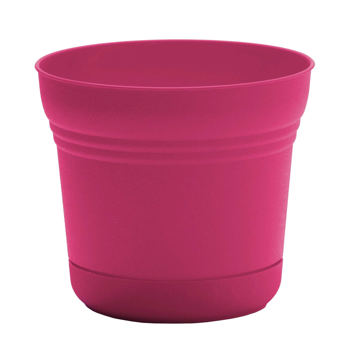 Bloem Saturn 12-Inch Fuchsia Round Planter with Snap-In Saucer