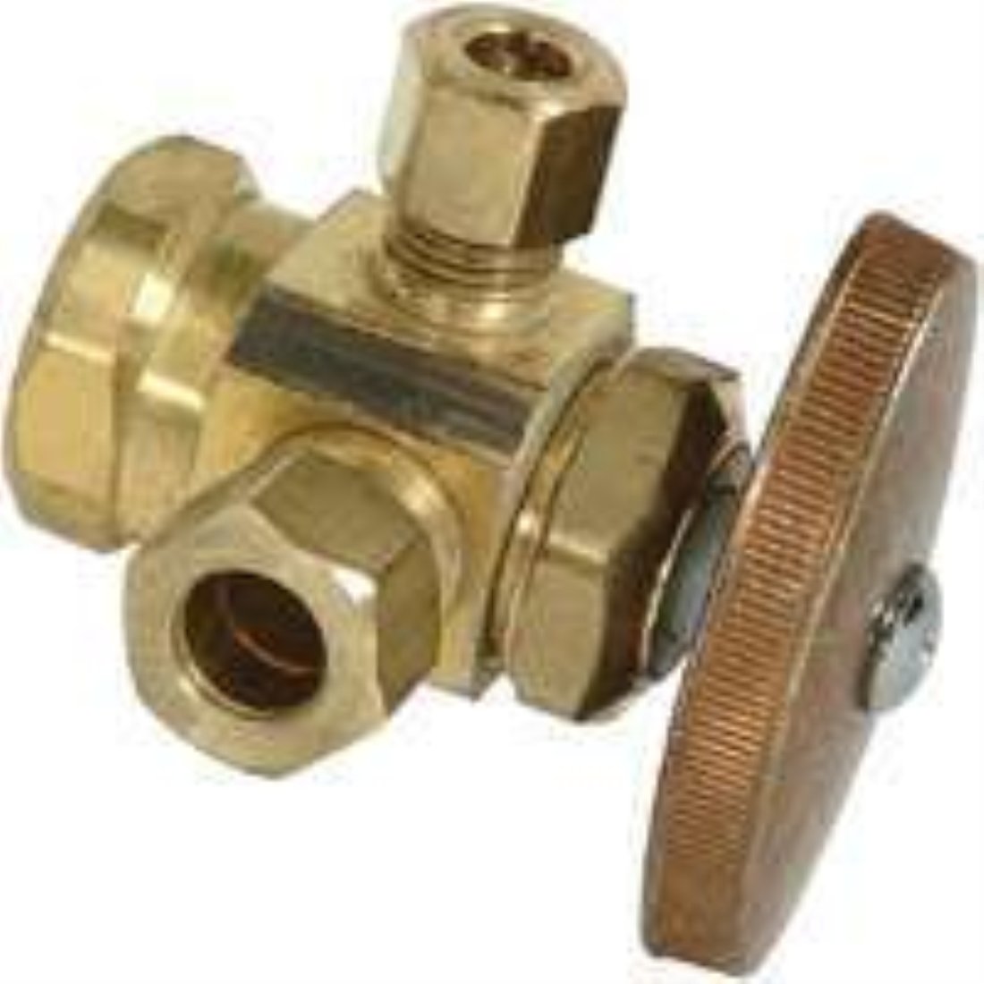 BrassCraft 1/2 in. FIP x 3/8 in. x 1/4 in. OD Compression Dual Outlet Rough Brass Valve