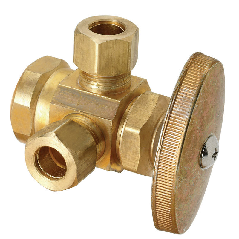 BrassCraft 1/2 in. Female Iron Pipe x 3/8 in. OD Compression Dual Outlet Valve