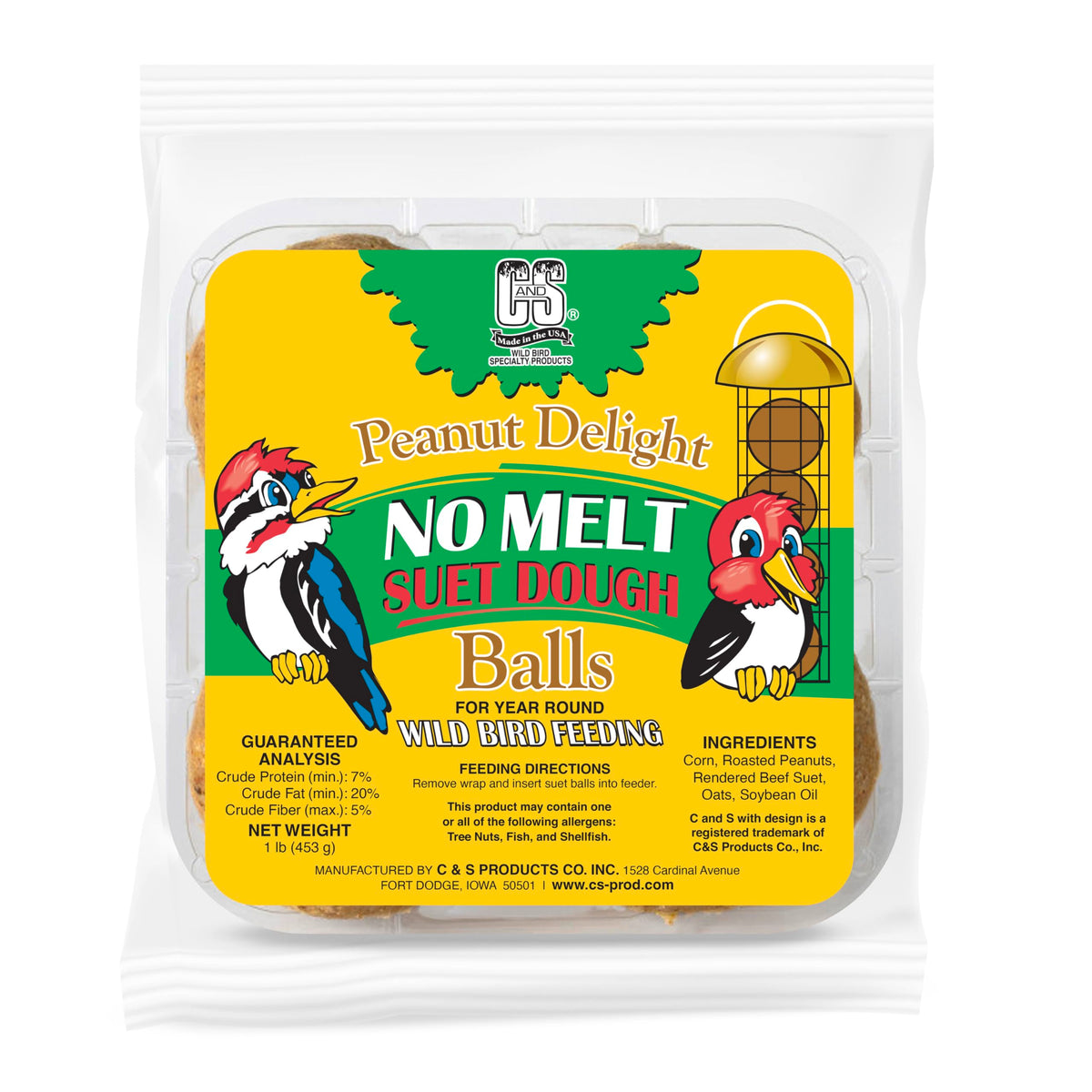 C&S Delight Suet Dough Balls, Peanut, 1 LB