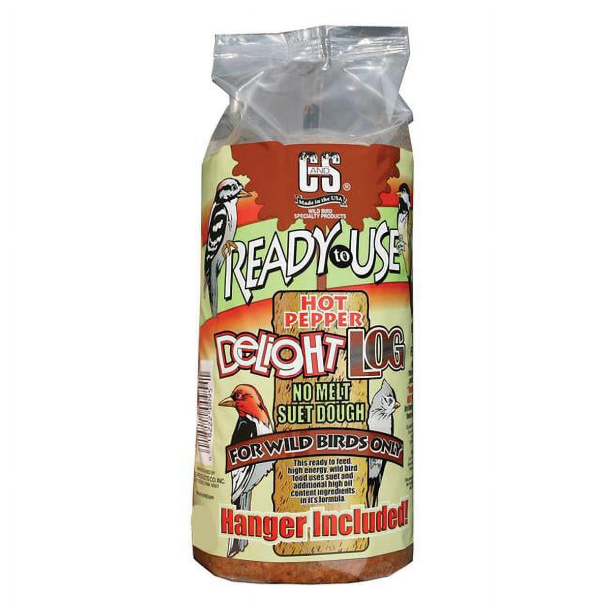 C&S Delight No Melt Suet Log, Hot Pepper, 1 LB