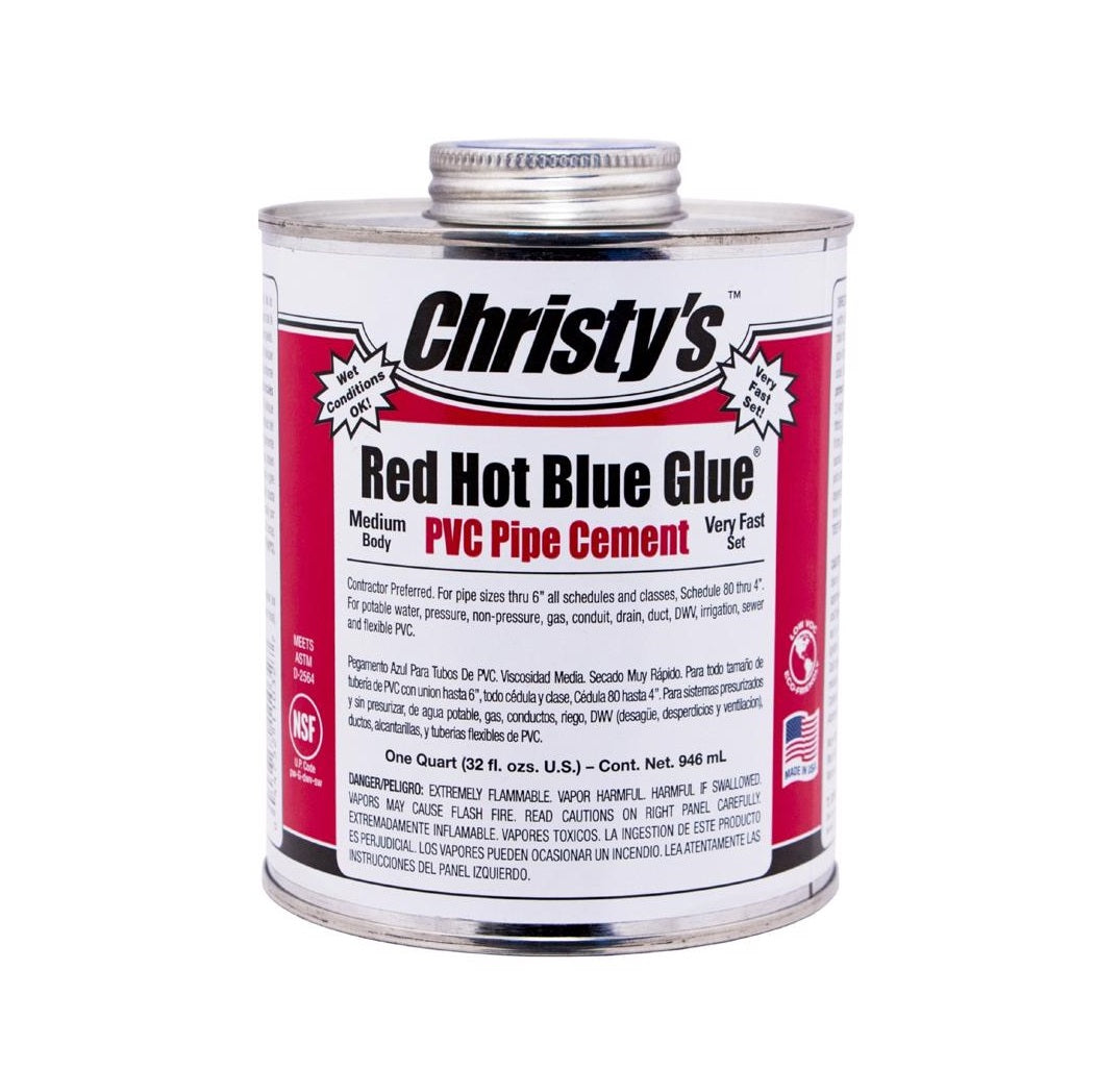 Christy's Red Hot Blue Glue Low VOC PVC Cement, 16 oz.