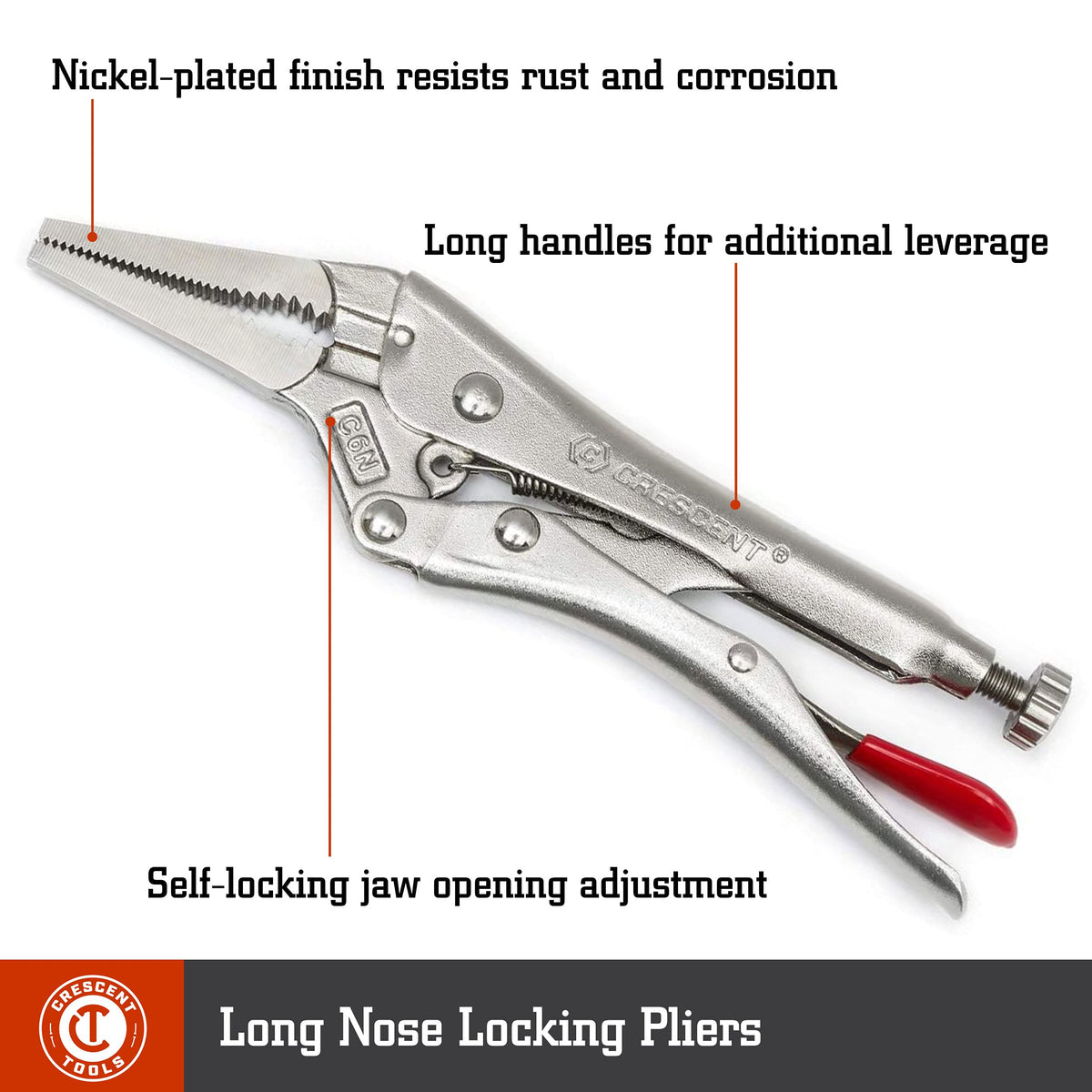 Crescent Long Nose Locking Plier with Wire Cutter, 9-Inch C9NV