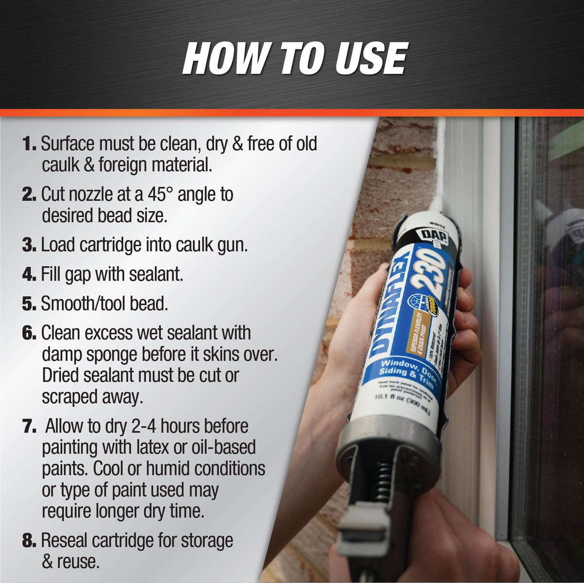 Dap Dynaflex 230 Premium Elastomeric Latex Sealant, Clay, 10.1 oz